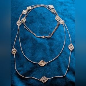 2 Strand Stamp Filigree Station Necklace